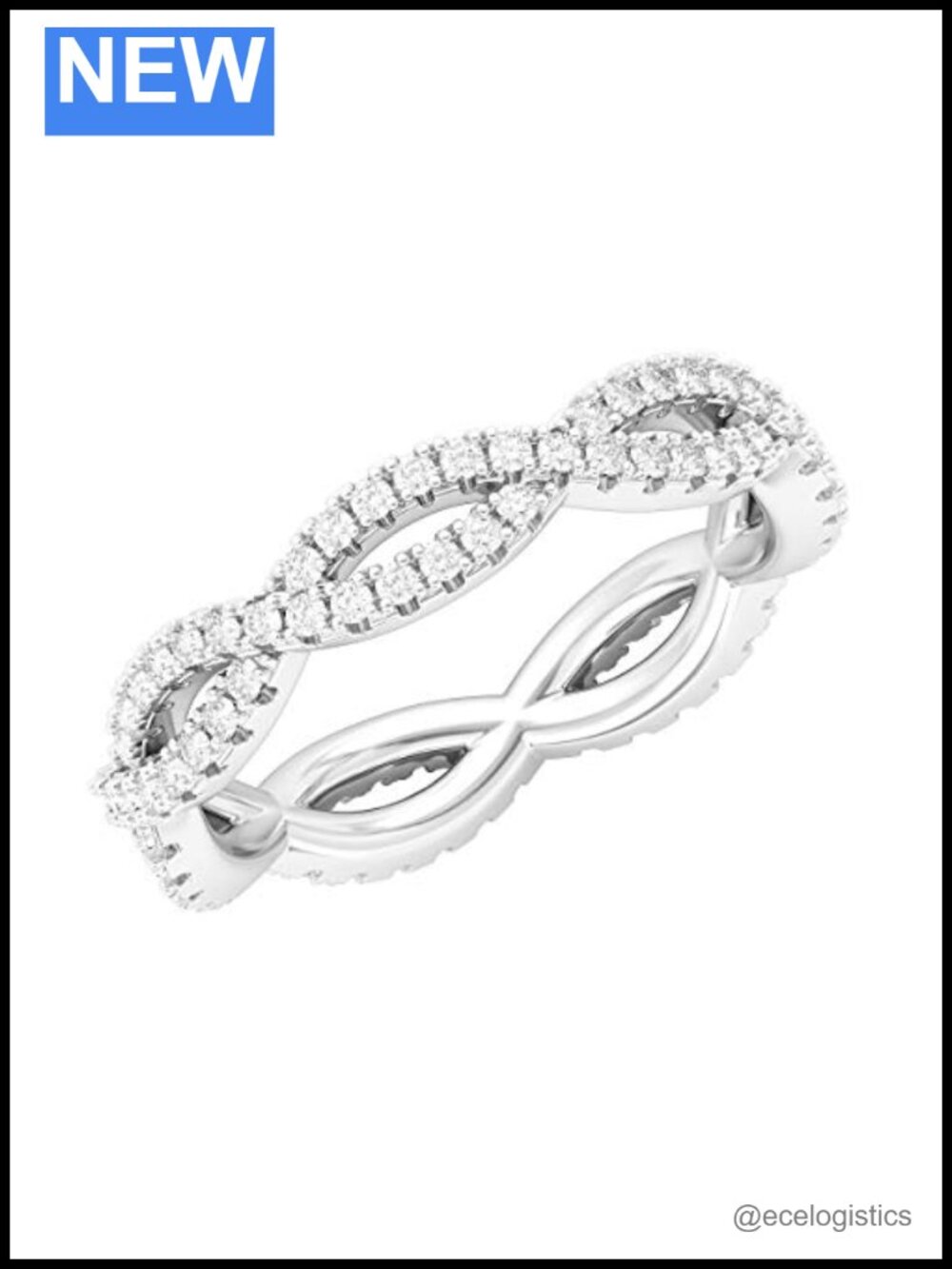 Sterling Silver Full Infinity Twist Simulated Diamond Eternity Ring
